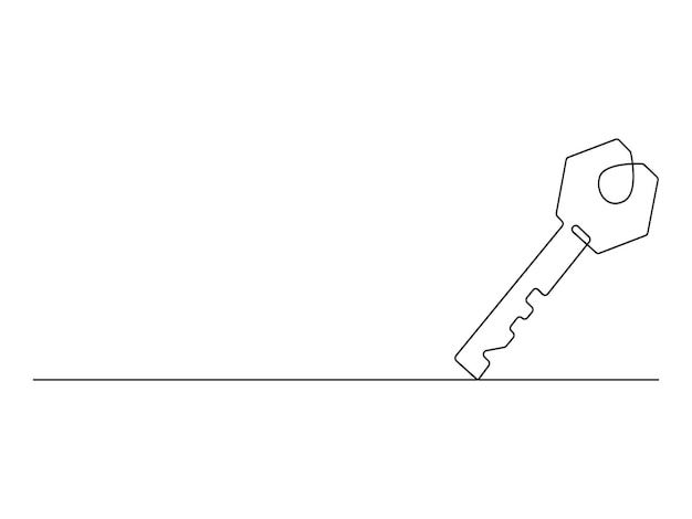 家の鍵のパスワードとセキュリティコンセプトのベクトルイラストの連続的な1行図