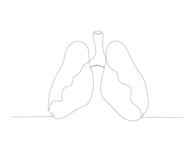 人間の肺の連続一線図解剖学的な人間の肺の一線医学的内部コンセプト連続線アート編集可能な概要