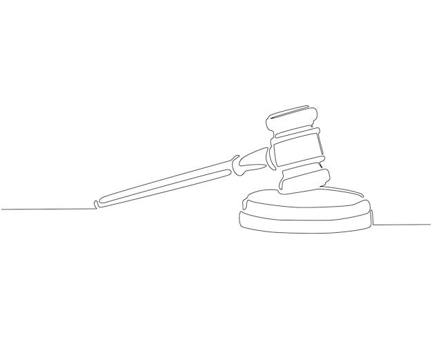 continuous one line drawing of judges gavel one line drawing illustration of judges hammer on the block lawyer justice court concept single line editable outline