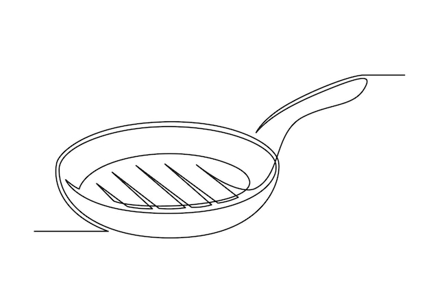 Disegno continuo di una padella da cucina