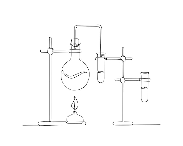 Continuous one line drawing of laboratory test tube