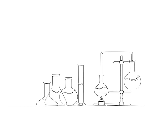 Continuous one line drawing of laboratory test tube