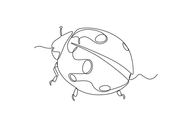 연속 한 선 그리기 레이디 버그 봄 개념 한 줄 그리기 디자인 벡터 그래픽 그림