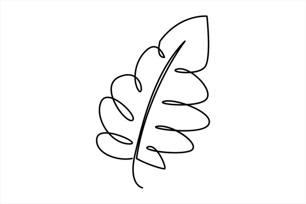 continuous one line drawing of leaf outline vector art illustration isolated on white background