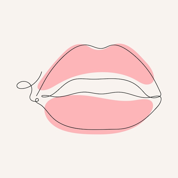 Vector continuous one line drawing of lips