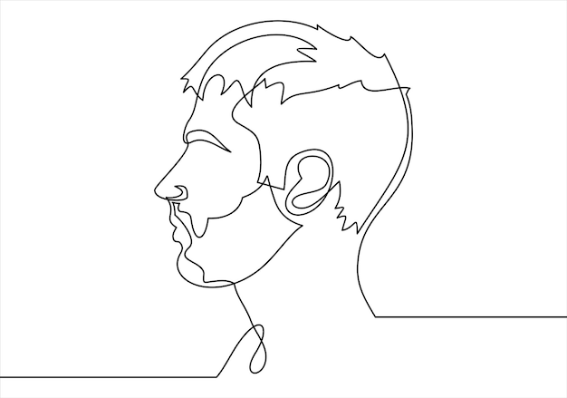 Continuous one line drawing of man portrait Hairstyle Fashionable men's style