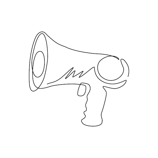 Vector continuous one line drawing megaphone isolated flat web mobile icon sign symbol element silhouette