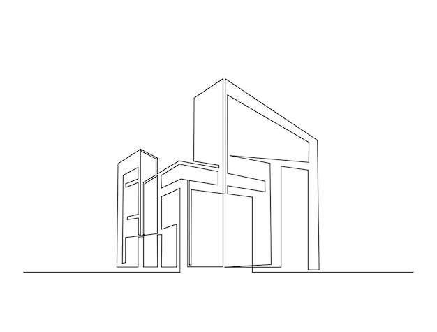 現代建築の建物の連続一線図