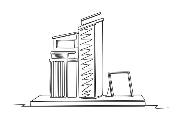 Непрерывный однолинейный рисунок современных строительных дисплеев для гостиной Концепция интерьера Однолинейный рисунок дизайн векторной графической иллюстрации