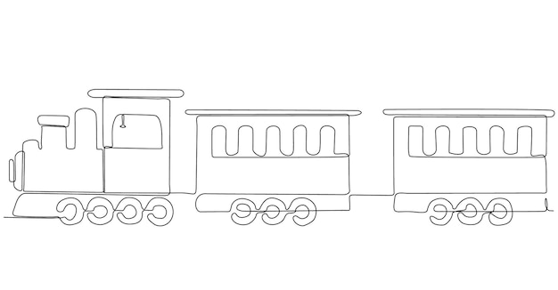 Continuous one line drawing. Modern high-speed passenger commuter train. Vector illustration