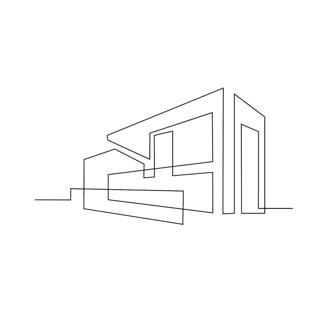 Continuous one line drawing Modern house logo