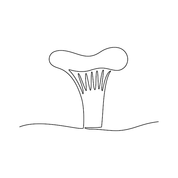 Continuous one line drawing of mushroom chanterelle Vector illustration