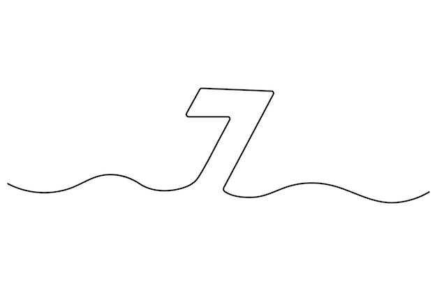 숫자 7의 연속적인 1선 그림 편집 가능한 숫자7의 1선 그림 아이콘 일러스트레이션
