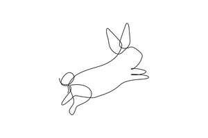 Вектор Непрерывный рисунок кролика одной линией для многих выражений в белом и черном дизайне китайский новый год кролик зодиак год кролика простая линия китайский новый год