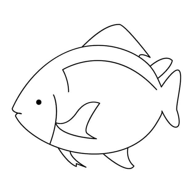 벡터 큰 물고기와 단선 터 아트 일러스트레이션의 연속적인 일선 그림
