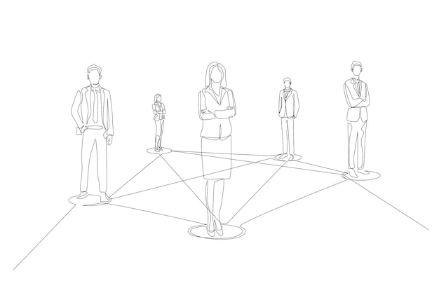 ベクトル ビジネスネットワークコンセプトで接続されたビジネスパーソナルの連続的な1線図