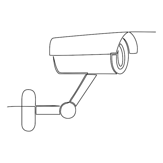 Cctv 카메라 벡터 일러스트 레이 션의 연속 한 선 그리기