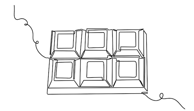 チョコレートバーアイコンの連続一線画白い背景の線形様式