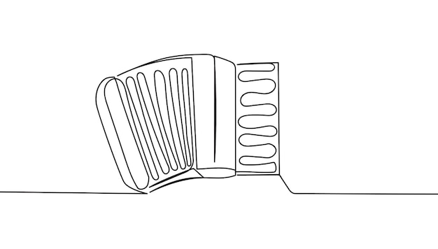 Непрерывный однолинейный рисунок фортепианного аккордеонного музыкального инструмента