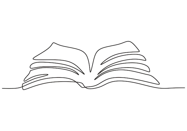 Premium Vector  Continuous one line drawing of an open book