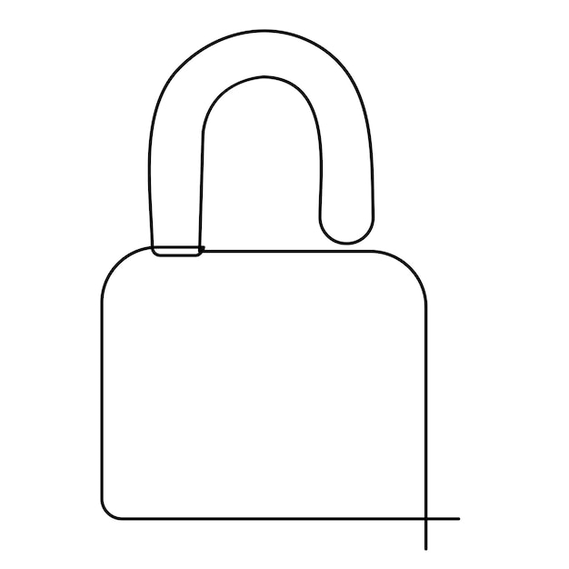 continuous one line drawing of padlock security protection with simple line art illustration