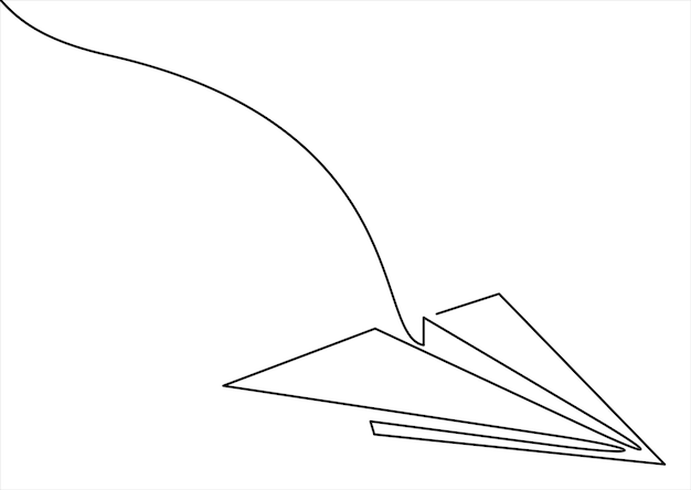 Continuous one line drawing of paper airplane