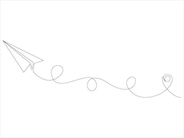 紙の平面を連続して一線で描くラインアウトベクトルアートイラスト