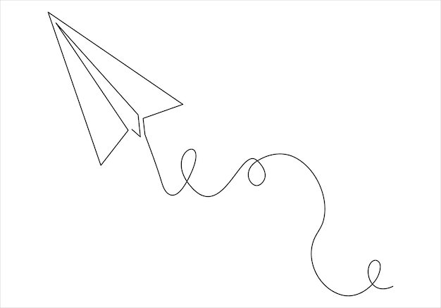 紙の平面を連続して一線で描くラインアウトベクトルアートイラスト