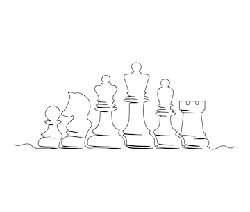 Single one line drawing chess pieces aligned, luxury hand drawn or  engraving. King, Queen, Bishop, Knight, Rook, Pawn. Leader success concept.  Continuous line draw design graphic vector illustration 23866745 Vector Art  at