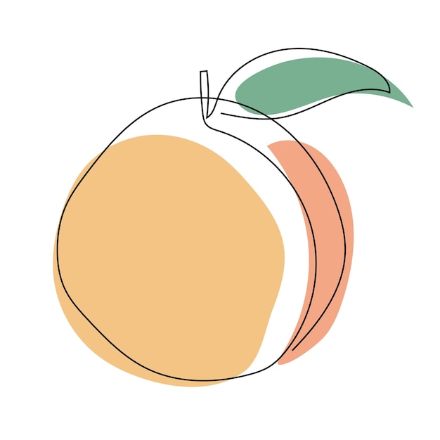 Continuous one line drawing Peach icon