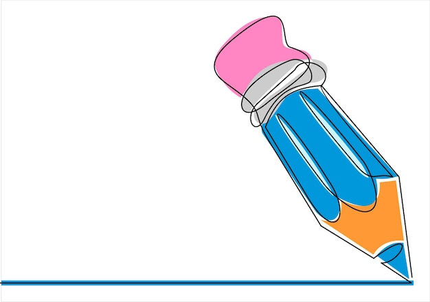 연속 한 선 그리기 연필 벡터 일러스트 레이 션 고립 된 벡터