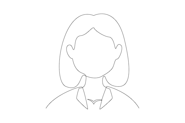 Continuous one line drawing People avatars with people's faces concept Doodle vector illustration
