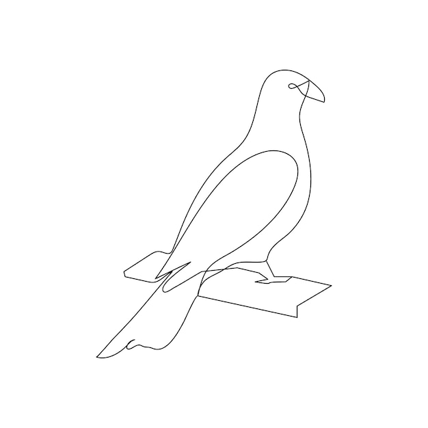 Continuous one line drawing of pigeon outline vector illustration