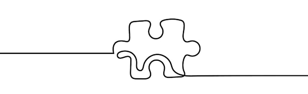 Vector continuous one line drawing of puzzle one line vector illustration