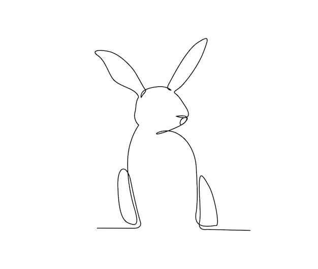 Continuous one line drawing of rabbit cute bunny simple hand drawn vector illustration