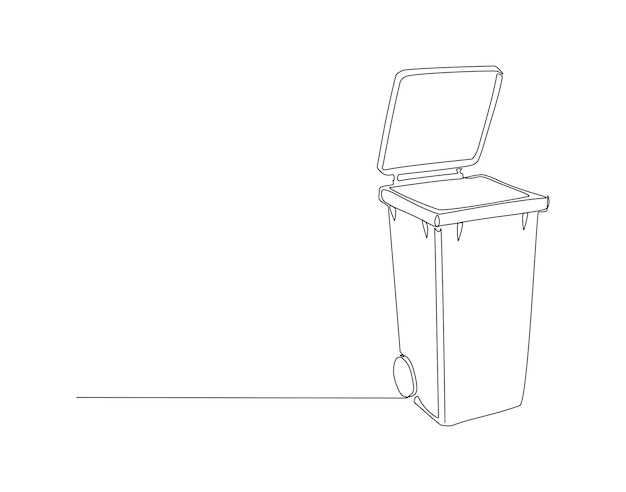 Continuous one line drawing of recycle bin home appliance One line of trash can kitchenware concept continuous line art Editable outline