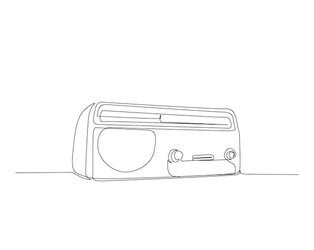 レトロクラシックラジオプレーヤーの連続的な1行の絵