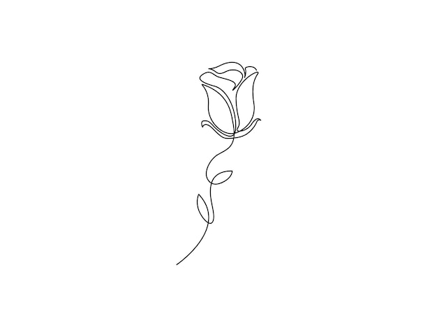 Vettore disegno continuo di una linea di fiori di rose contorno di fiori di rose