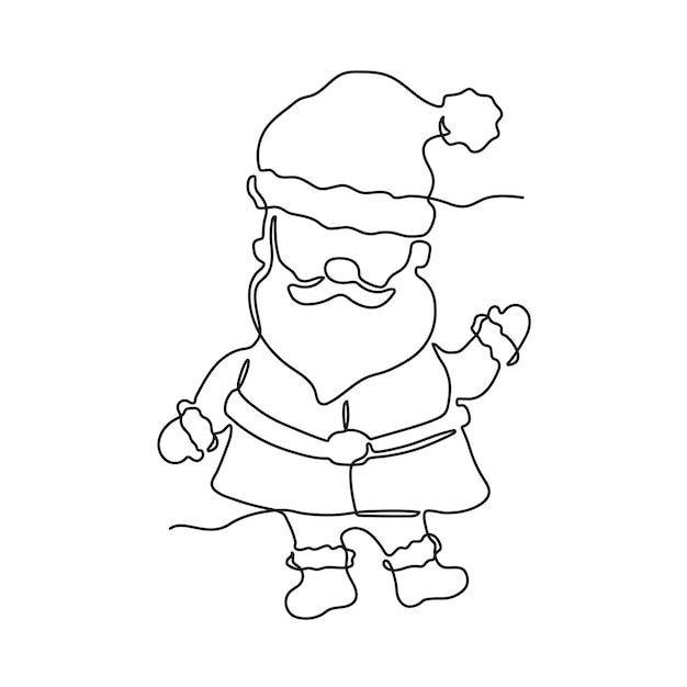 Continuous one line drawing of Santa Claus