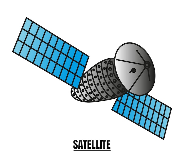 Continuous one line drawing of a Satellite Vector Single line draw design vector graphic