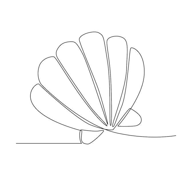 Непрерывный рисунок одной линии раковины гребешка в белый международный день океана Дизайн векторной графической иллюстрации одной линии