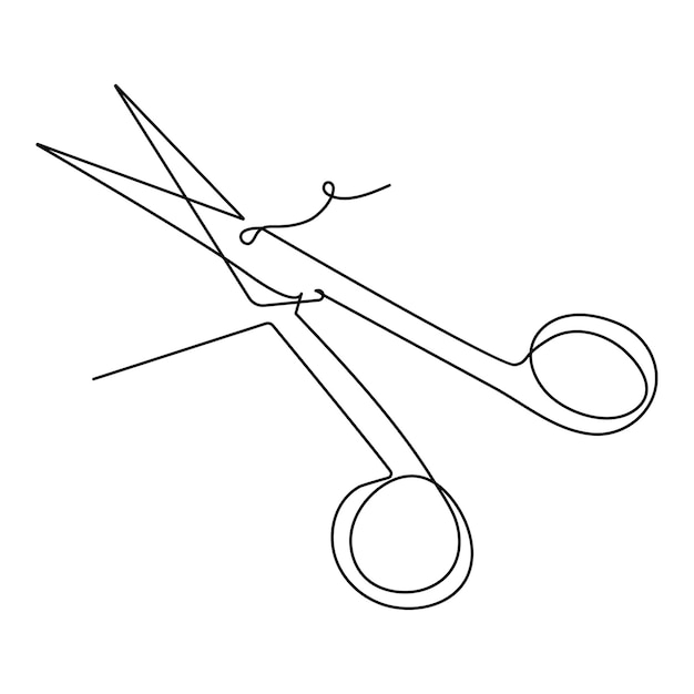 непрерывный однолинейный рисунок ножниц художественный рисунок и иллюстрация ножницы символ концептуальный дизайн