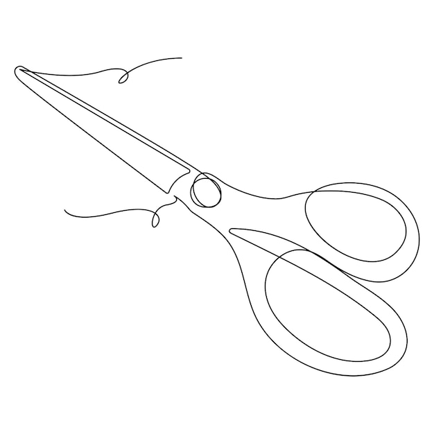 Vector continuous one line drawing of scissors art drawing and illustration scissors symbol concept design