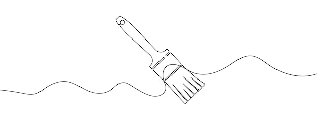 붓 선형 아이콘의 연속 한 선 그리기 실루엣
