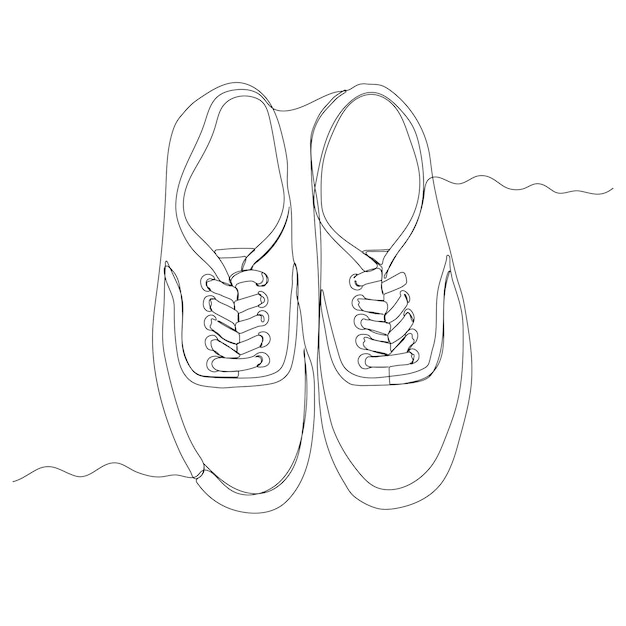 Vettore sneakers con disegno a linea continua