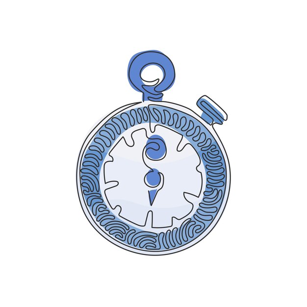 Vettore disegno continuo di una linea della linea e dell'icona del cronometro illustrazione del timer cronometro dell'orologio sportivo