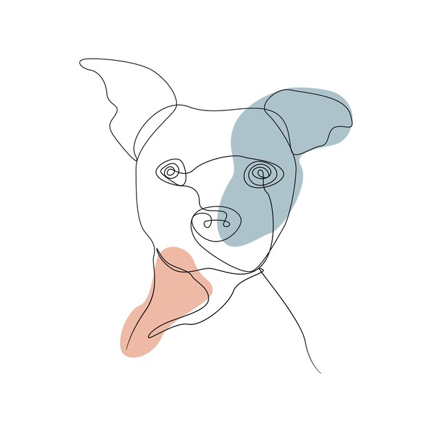 Vector continuous one line drawing style of dog head out line vector