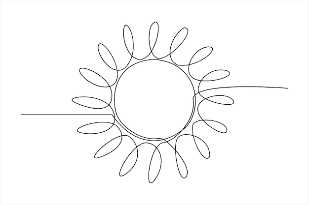 Вектор Непрерывный рисунок одной линии солнечное искусство летнее солнце контурная линия знак линия искусство иллюстрация