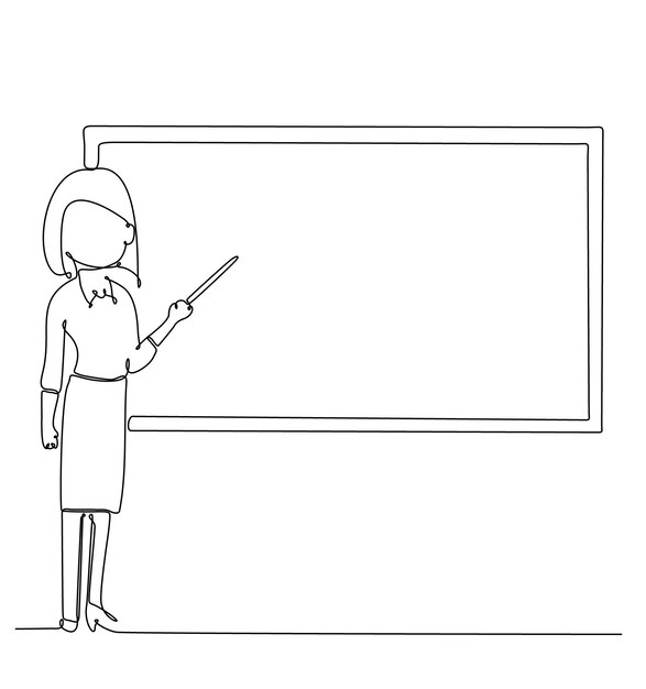 Premium Vector | Continuous one line drawing of a teacher giving a ...