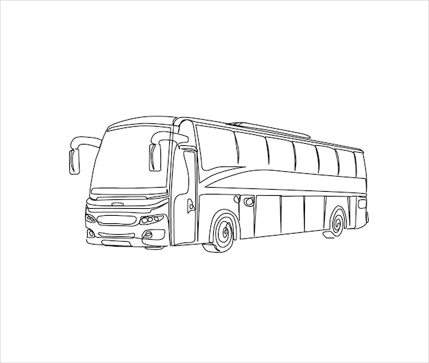 Vettore disegno continuo di una linea di autobus turistico illustrazione vettoriale di linea di autobus di viaggio semplice